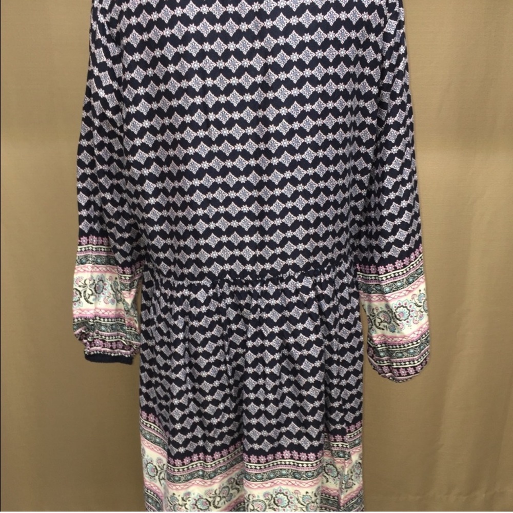 **Must Bundle** Relativity babydoll boho dress in white blues and pinks, size L - Picture 5 of 7